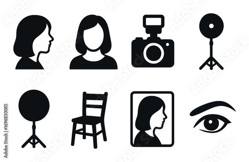 Outdoor adventure silhouette icon set. featuring handshake, celebration, rope handling, climbing, campfire, teamwork