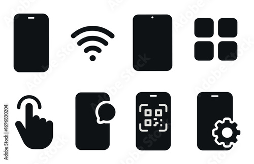 Climbing silhouette icon set. featuring helmet, carabiner, rope, climbing wall, mountain, and gloves