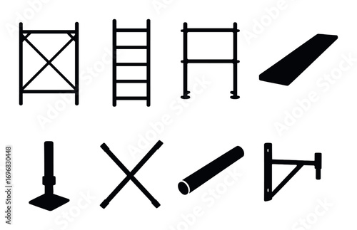 Laboratory safety silhouette icon set. featuring coat, goggles, biohazard, gloves, apron, and flammable symbols