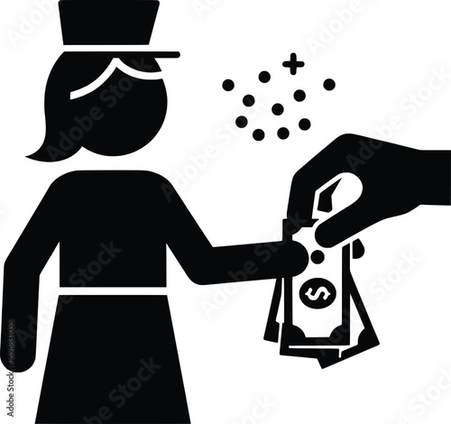 Event of Cash Exchange, Business Transaction, Urban Setting, Vector Illustration, Street Environment, Close-Up Viewpoint, Financial Concept in Vector Graphics