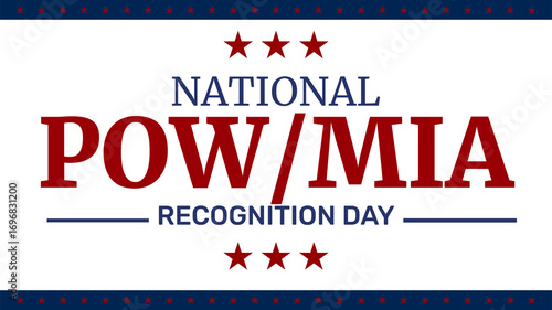 National POW MIA Recognition Day Design with American flag color typography Backdrop Illustration