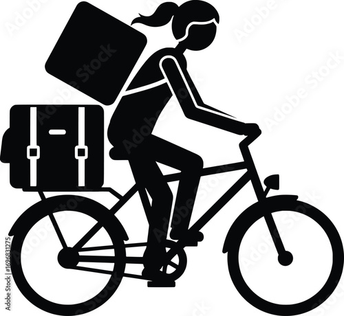 Action Image of a Bicyclist Delivering Packages, Urban Environment, Vector Graphic, Lifestyle Concept, High-Resolution Illustration for SEO Optimization