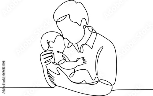Tender moment of father holding his baby with gentle embrace and love