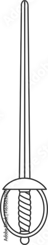 Minimalist Outline Rapier Sword Illustration Historical Weaponry Fencing Battle