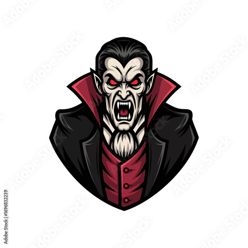 Evil vampire mascot head illustration