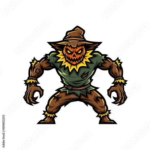 Evil scarecrow monster mascot illustration