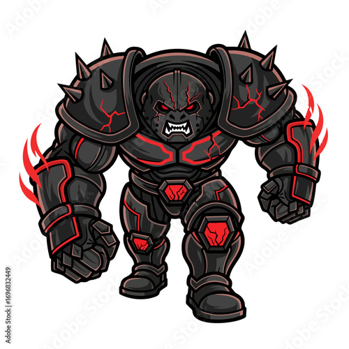 Golem monster in spiked armor illustration