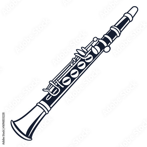 Elegant Clarinet Illustration on White Background