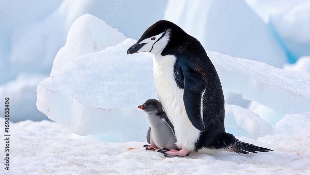 Fototapeta premium Chinstrap Penguin on Antarctic Ice