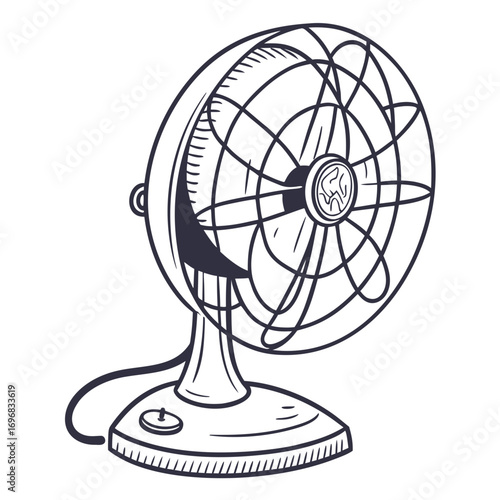 Vintage Fan Illustration A Classic Design for Comfort and Style