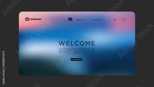 Modern website template design with welcome message and clean navigation for company landing page