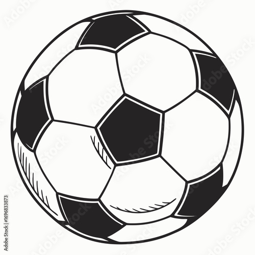 Stylized Soccer Ball Illustration Classic Black and White Design for Sports Enthusiasts