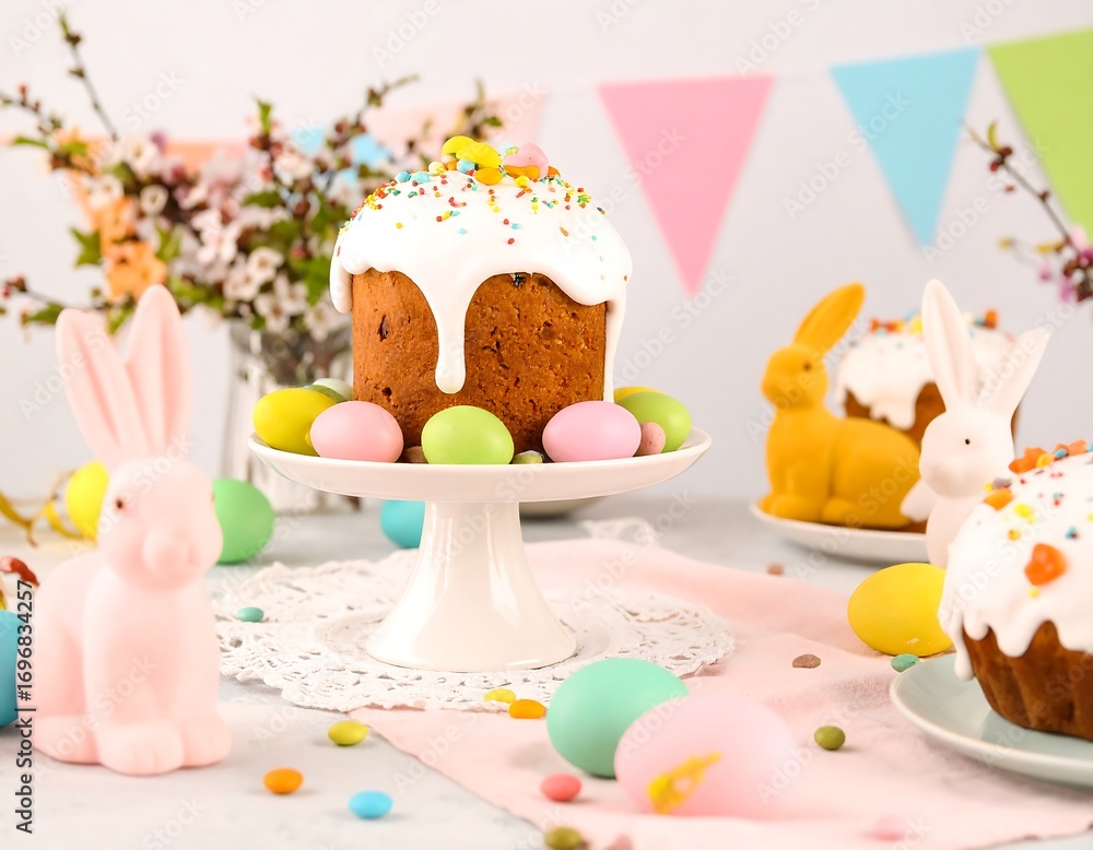 Obraz premium Easter treats on a table, with pastel colors