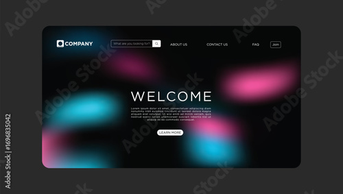 Welcome website design with modern gradient background for business landing page templates