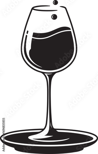 Elegant tall wine glass silhouette with a sophisticated stem and base perfect for beverage and celebration designs