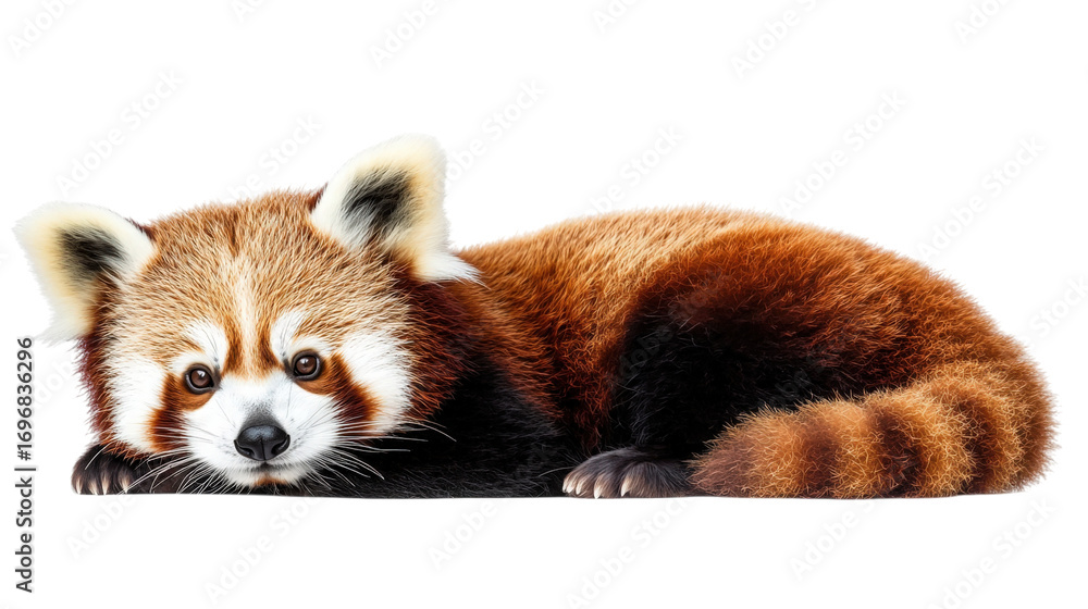Obraz premium Adorable Red Panda Resting isolated on a Transparent or white Background