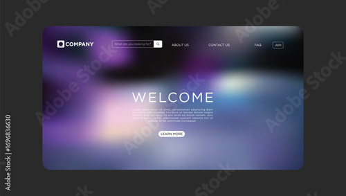 Modern business website template with welcome message and blurred background for engaging digital presence