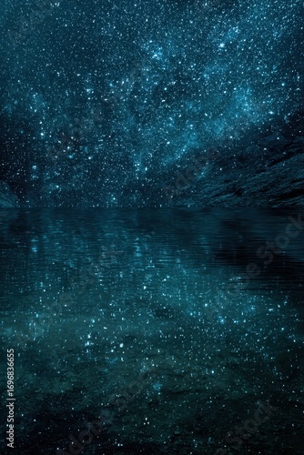 Starry Night Sky Reflected in Dark Water.