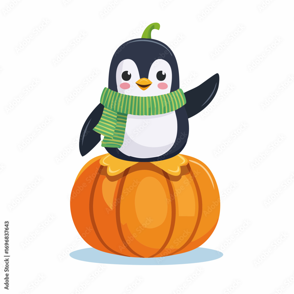 Obraz premium Comic-Pinguin auf Kürbis