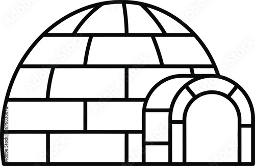 Simple Line Art Igloo Home Arctic Shelter Structure Illustration