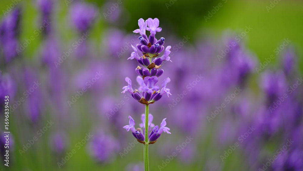 Obraz premium Serene Purple Wildflower in Soft Focus Meadow, Dreamy Springtime Bloom, Nature Photography