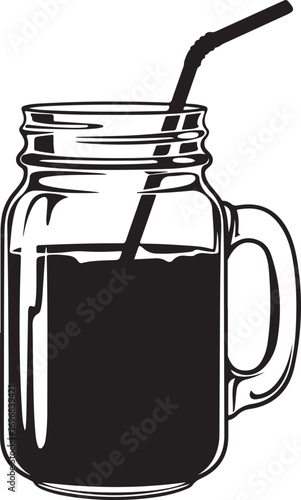 Elegant silhouette of a vintage glass jar with a screw on lid ideal for food packaging and branding