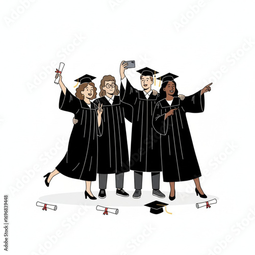 group of students in graduation cap