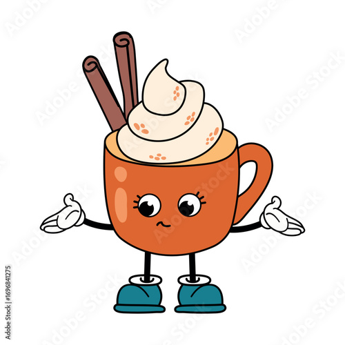 Cartoon Pumpkin Spice Latte Character Illustration