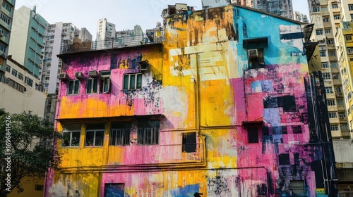 Vibrant Hong Kong Building Mural: A Symphony of Colors