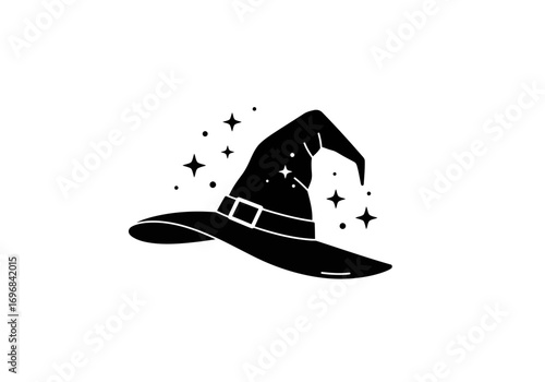 Witchs Hat with Stars: Halloween and Fantasy Graphic.