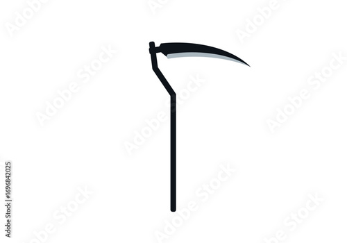 Black Scythe Silhouette on White Background.