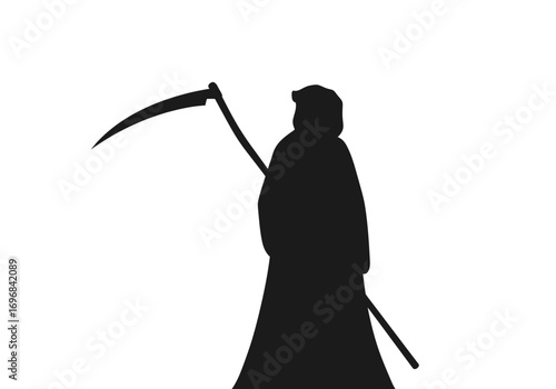 Grim Reaper Silhouette Holding Scythe.