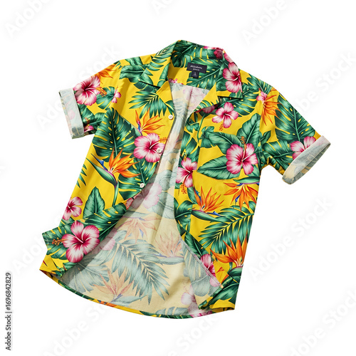 Yellow Hibiscus Floral Hawaiian Shirt Fashion Style Summer Tropical Vacation Apparel Design