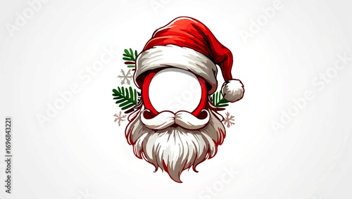 Santa Claus Face Frame for Holiday Photo Booth Fun

