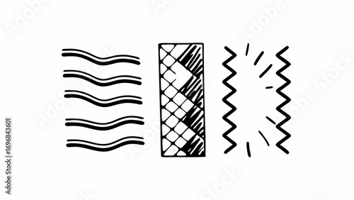 Hand drawn wavy lines and zigzag pattern illustration