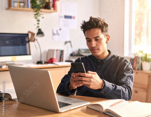 Wallpaper Mural young man working on laptop Torontodigital.ca