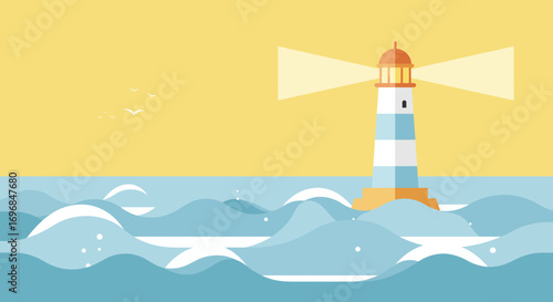 a lighthouse stands tall amidst crashing ocean waves