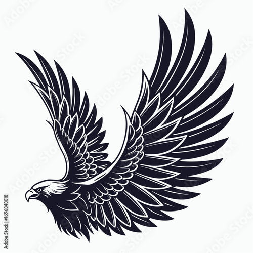 A majestic eagle with outstretched wings, detailed illustration