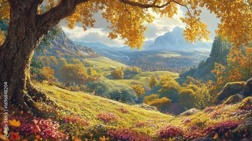 Autumnal Mountain Majesty: A Serene Landscape