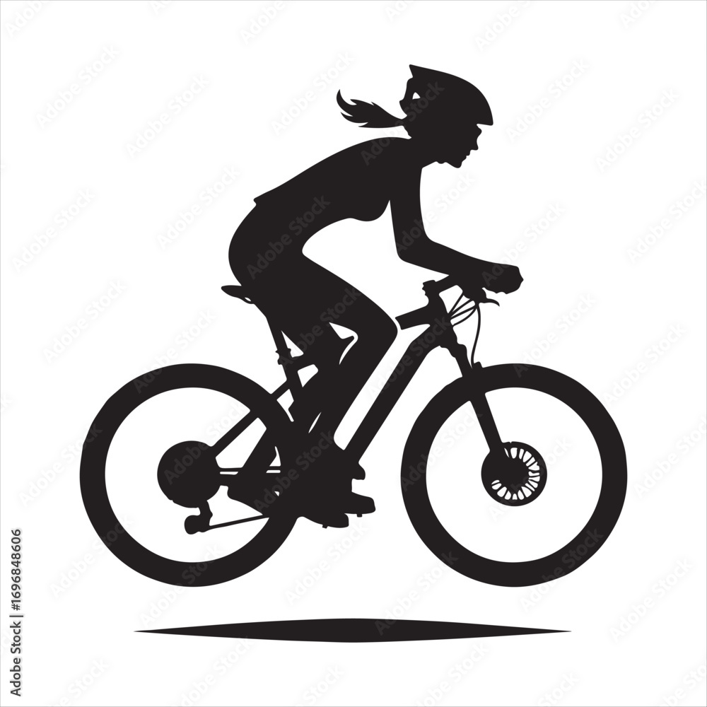 Obraz premium cyclist riding uphill sketch vector art silhouette design illustration