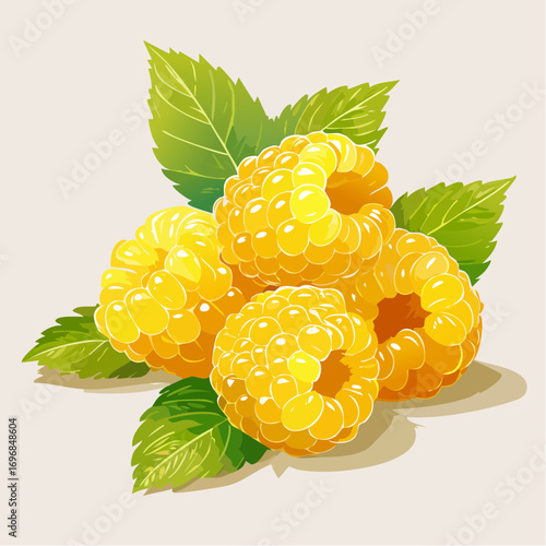 yellow himalayan raspberry botanical vector illustration for culinary and educational use
