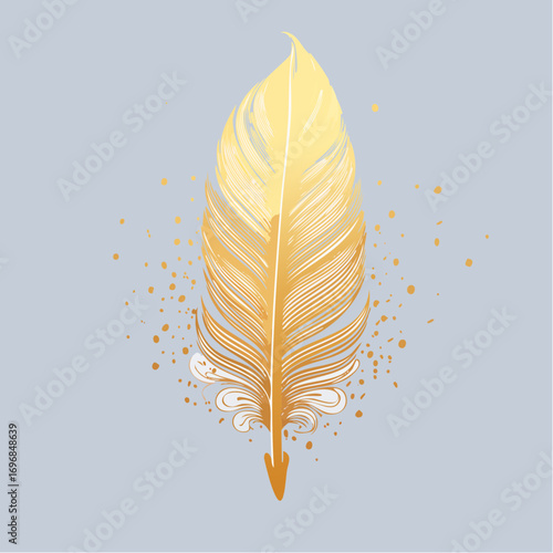 golden pheasant feather vector illustration for decorative and nature studies
