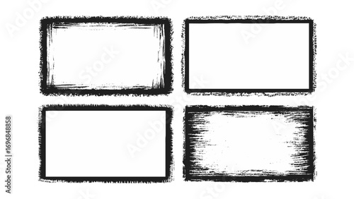 Wallpaper Mural Set of grunge style frames black on white background. Grunge photos frame. Vector grunge borders. Created with a brush. Border set. Grunge frames and Corners. Torontodigital.ca