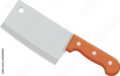 Sharp stainless steel cleaver with a wooden handle, perfect for kitchen tasks