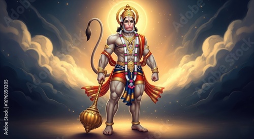 Lord Hanuman Ji 4K HD Desktop Wallpaper | Hanuman Ji Divine Animated Background 16:9 | Hanuman Jayanti Spiritual Wallpaper for PC
