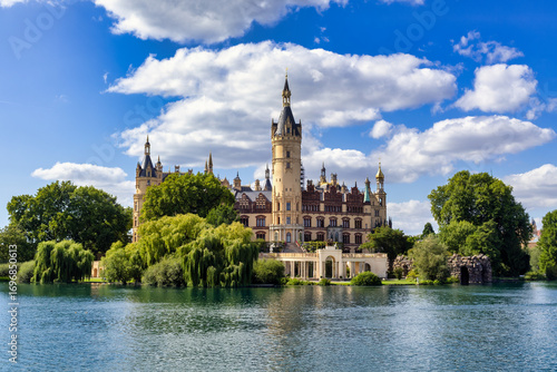Beautiful Fabulous Kingly Palace Surrounded by Green Trees and Calm Water