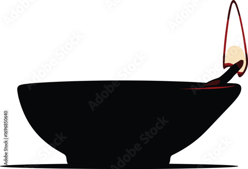 Traditional glowing oil lamp vector illustration with bright flame, perfect for spiritual, cultural, festive, ceremonial, and decorative design projects.