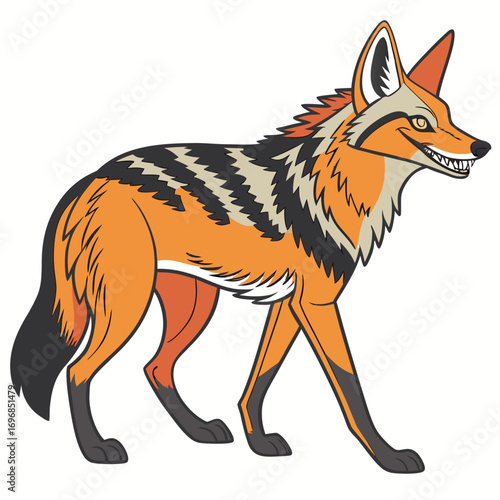 Jackal walking and smiling