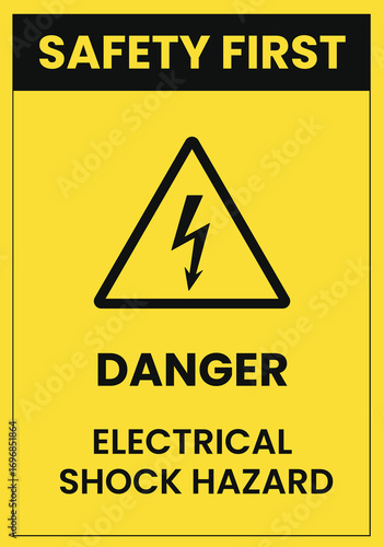 Safety First Electrical Shock Hazard Warning Sign