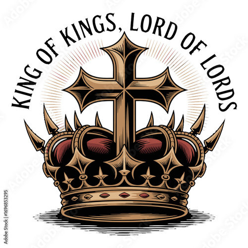 Royal Crown Topped with a Christian Cross and Inspirational Text king royalty